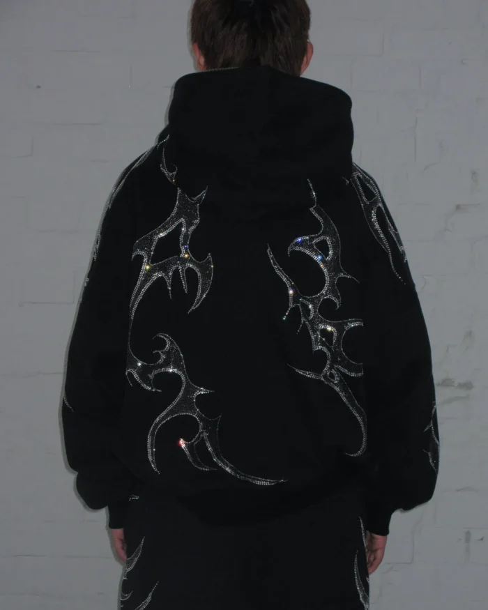Named Collective Crash Rhinestone Zip Black Hoodie