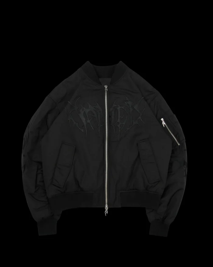 Named Collective Crash Embroidered Bomber Black Jacket