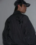 Named Collective Crash Embroidered Bomber Black Jacket
