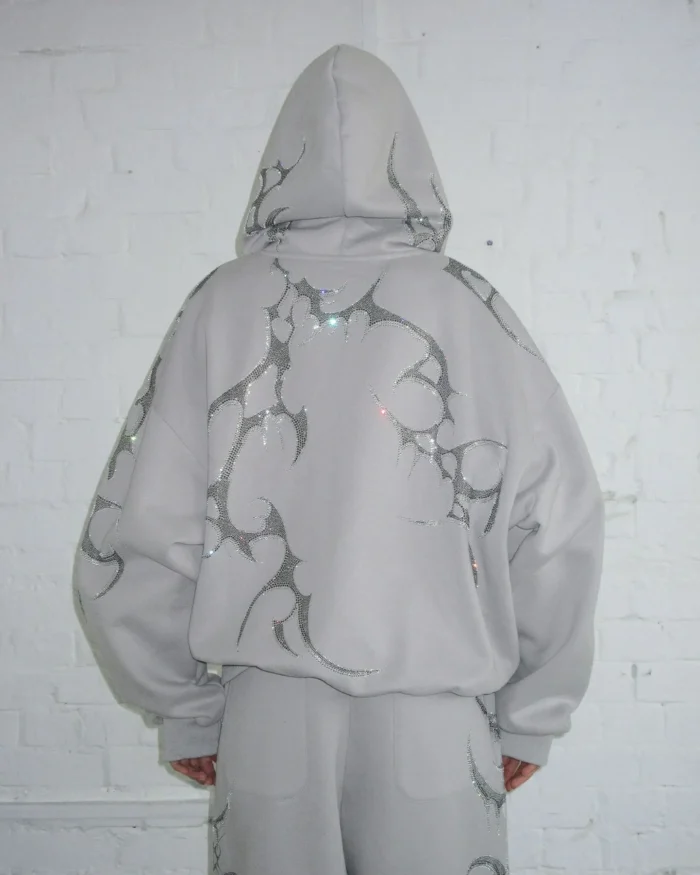 Named Collective Crash Rhinestone Zip Smoke Grey Hoodie