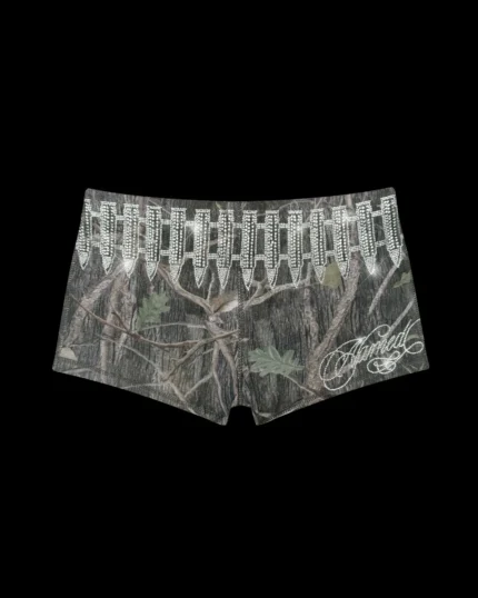 Named Collective Enemy Rhinestone Micro Hotpant Tree Camo Shorts