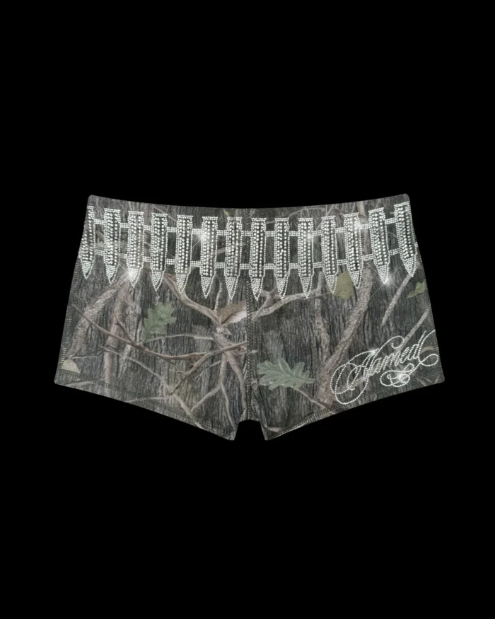 Named Collective Enemy Rhinestone Micro Hotpant Tree Camo Shorts