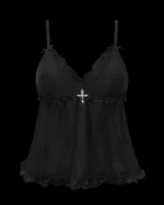 Named Collective Feral Sheer Mesh Black Cami Top
