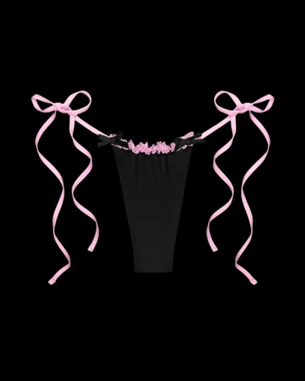 Named Collective Princ355 Lace Ruffle Black Bikini Bottoms