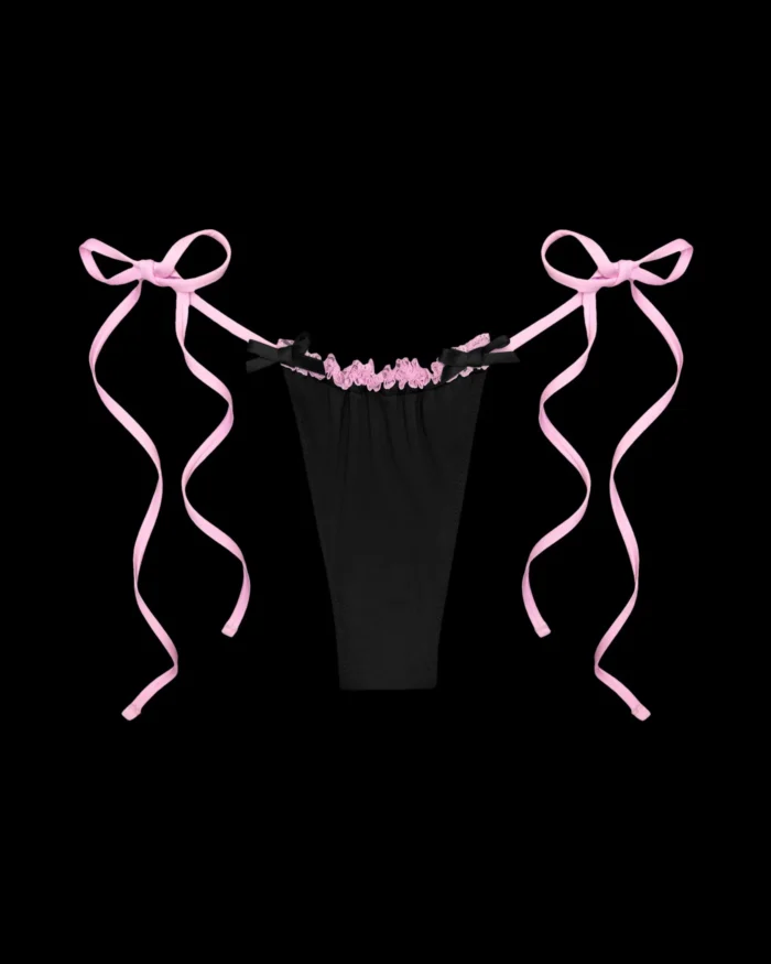 Named Collective Princ355 Lace Ruffle Black Bikini Bottoms