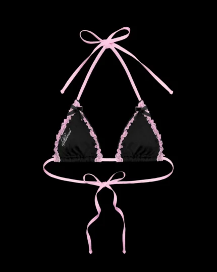 Named Collective Princ355 Lace Ruffle Black Bikini Top