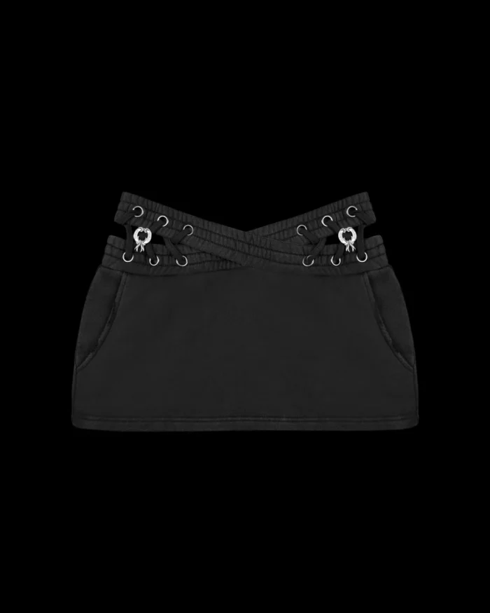Named Collective Vendetta Lace Up Micro Skirt Black